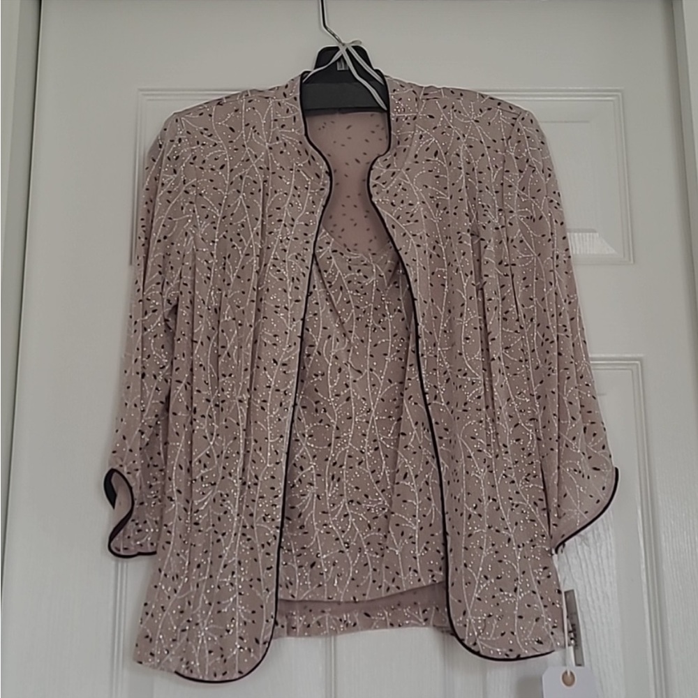 Onyx Nite Occasion Formal Set Top Jacket sz S Mother Wedding Champange Open